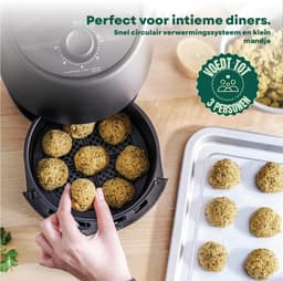 RVV® Mini Airfryer - Heteluchtfriteuse - Airfryer - Zwart - 22cm x 28cm x 27cm — thumbnail 5