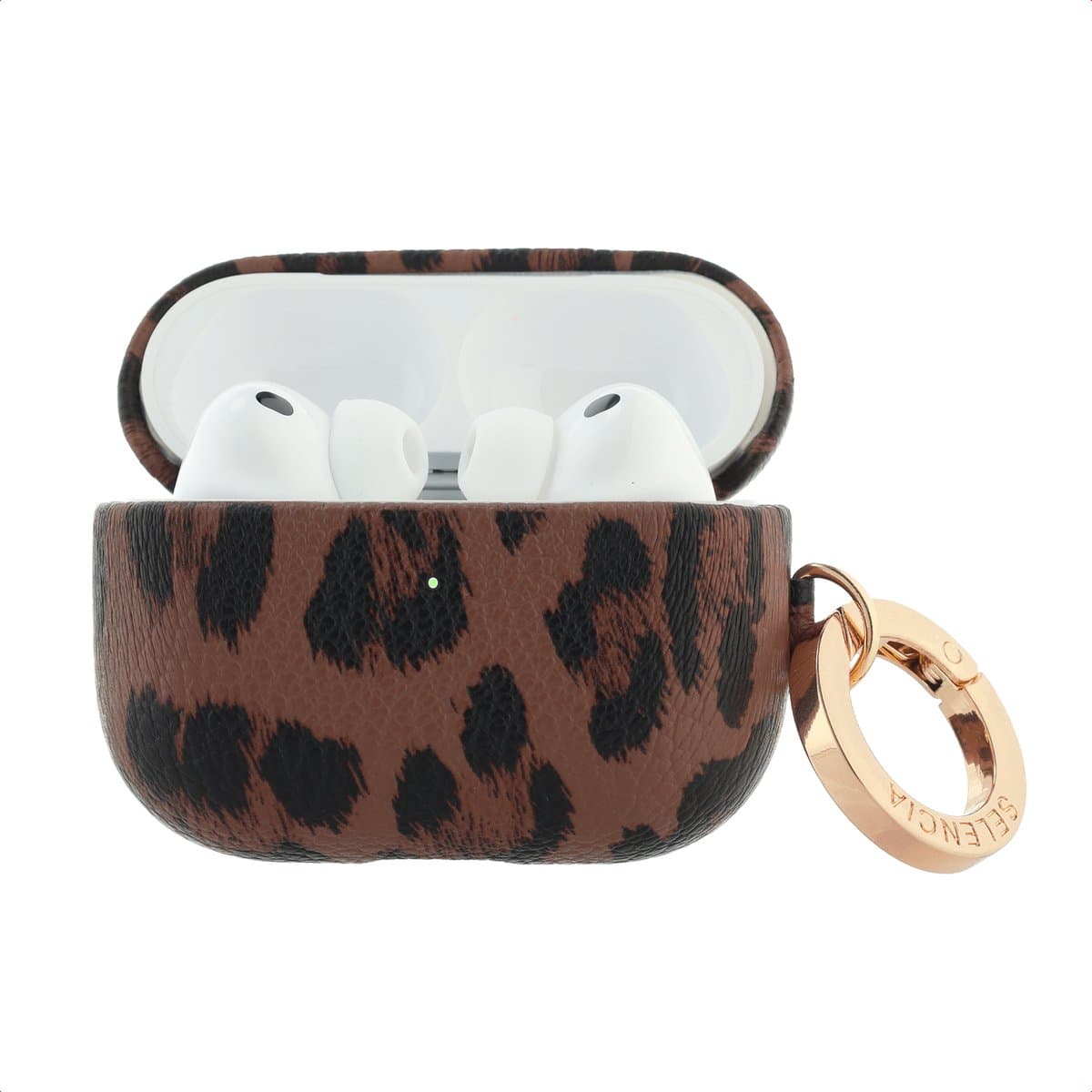 Selencia Sabi Case met panterprint - Hoesje geschikt voor AirPods Pro 3 - Mocha Brown — afbeelding 1