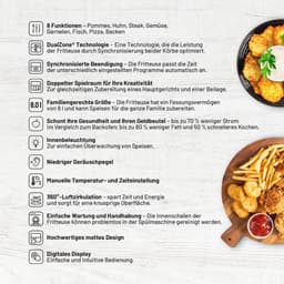 8000 BC Heteluchtfriteuse met Twee Manden - 8L Capaciteit, Digitale Instellingen en Vooraf Ingestelde Programma's — thumbnail 4