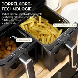 8-in-1 Airfryer met 2 Kamers en Temperatuurinstelling van 80-200°C, 2500W, Antiaanbaklaag en Digitale Timer — thumbnail 2