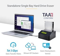 Standalone HDD/SSD Eraser met USB 3.0 - 9 Veiliginspanningsmodi en LCD-display — thumbnail 2