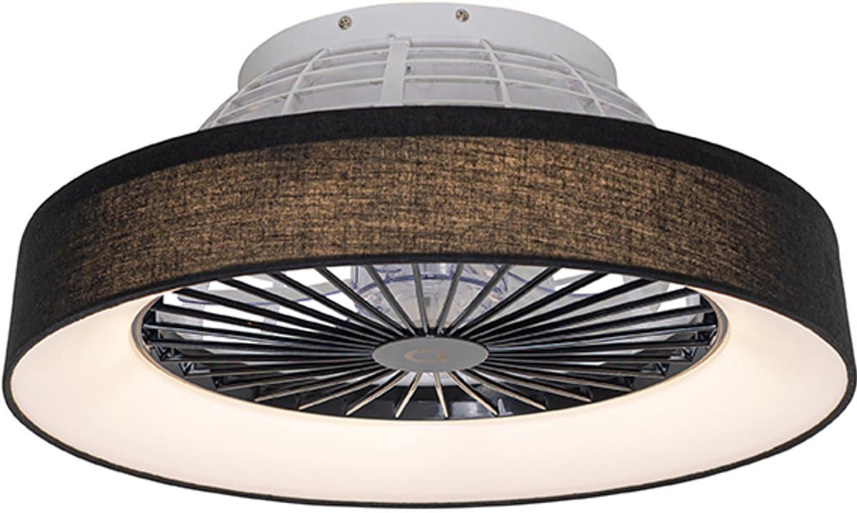 QAZQA emily - LED Plafondventilator met Verlichting | Lamp en Afstandsbediening - 1 lichts - Ø 47 cm - Zwart - Woonkamer | Slaapkamer | Keuken — afbeelding 1