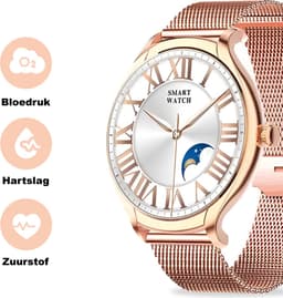 Fance Dames Smartwatch - Rosé Goud - Smartwatch Dames - HD Touchscreen - Horloge - Stappenteller horloge - Bloeddrukmeter - Saturatiemeter — thumbnail 2
