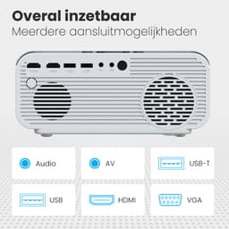 Auronic Beamer 10.000 Lumen - WiFi - 1080P Full HD - Streamen vanaf je telefoon - Smart Mini Beamer - HDMI-kabel - Afstandsbediening en Projectiescherm - Wit — thumbnail 3