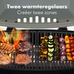 KitchenBrothers Gas BBQ - Staand en Tafelmodel Barbecue - 2 Branders - PFAS Vrij - Tafelbarbecue - Anti-aanbaklaag - 37x48 cm Grilloppervlak - Vaderdag Cadeau - Zwart — thumbnail 4