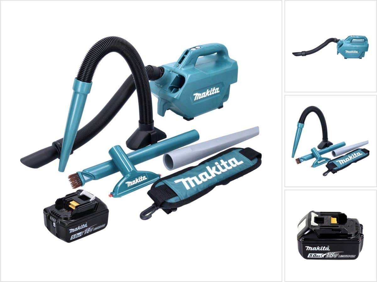 Makita DCL 184 T1 accustofzuiger 18 V 54 mbar 0,5 l + 1x accu 5,0 Ah - zonder oplader — afbeelding 1
