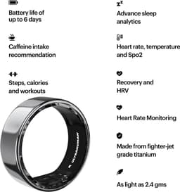 ULTRAHUMAN Ring AIR – Smart Ring | Geen maandabonnement | Bepaal eerst de juiste maat met de Sizing Kit | Slaaptracker - Hartslagmeter - Fitnesstracker – Air Silver – Size 10 — thumbnail 4