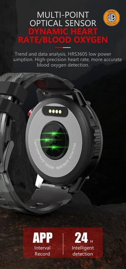 WizBay Premium Select® 1,6 Inch Sport Smartwatch - Bluetooth Bellen - Hartslag Bloeddruk Zuurstof - AI Voice Assist - IP68 Waterdicht - 24 Sportstanden - 400mAh Zwart — thumbnail 5