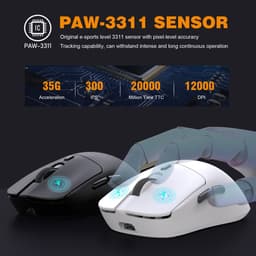 Fuegobird T68 Gaming Muis – 54g Ultra Lichtgewicht – Tri-Mode Draadloos – 12000 DPI – USB-C Oplaadbaar – Ergonomisch – Wit — thumbnail 4