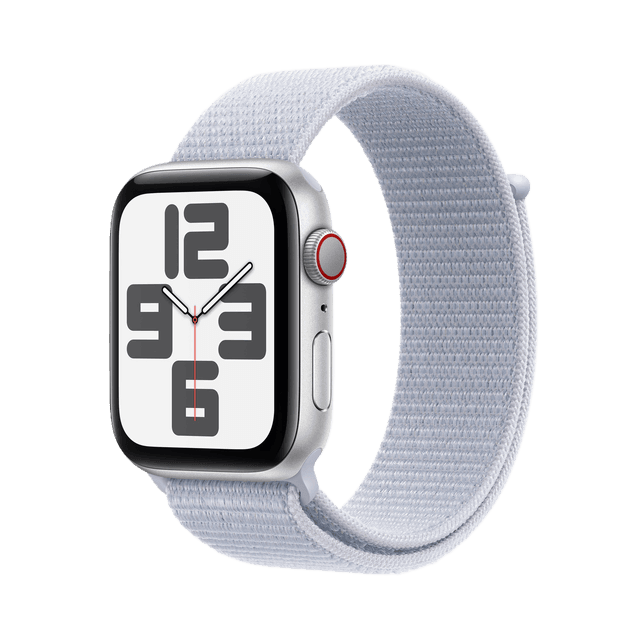 Apple Watch Se GPs + Cellular 44mm Blue Cloud Sport Loop Smartwatch Silver Aluminium