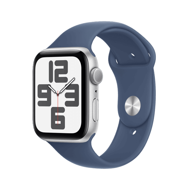 APPLE Watch SE GPS 44mm Denim Sport Band S/M Smartwatch Silver Aluminium