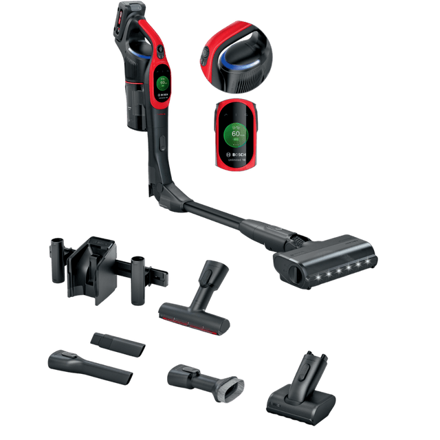 BOSCH BCS1041PET Unlimited 10 ProAnimal - Steelstofzuiger incl. kruimelzuiger - Accuduur 80 min - Rood