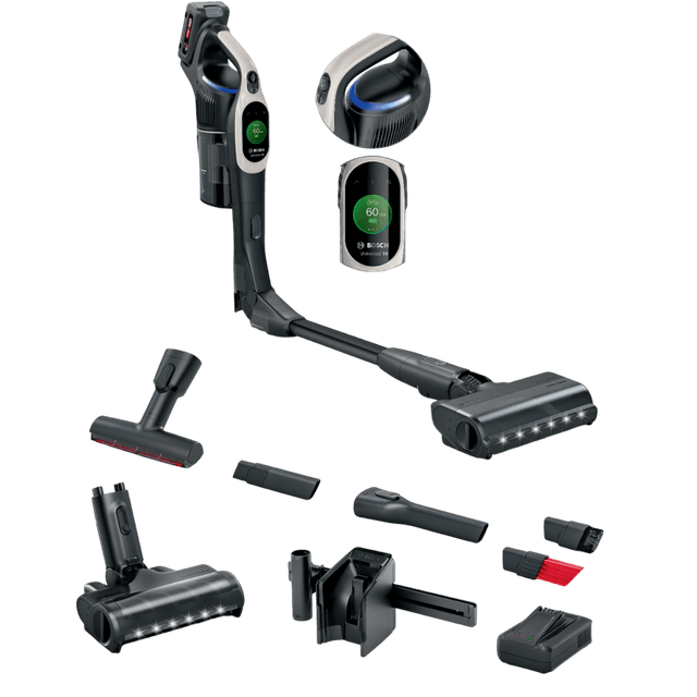 BOSCH BBS1041GQC Unlimited 10 - Steelstofzuiger incl. kruimelzuiger - Accuduur 80 min - Grijs