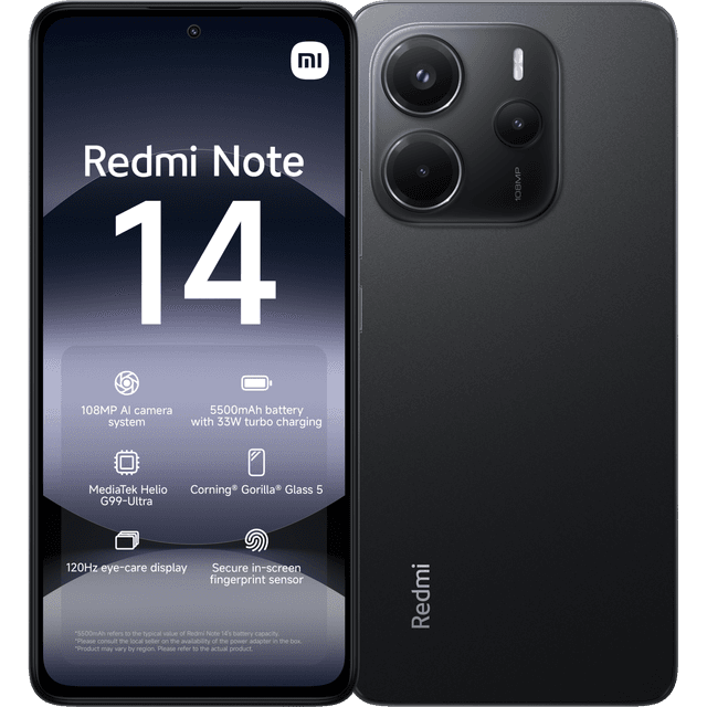 XIAOMI Redmi Note 14 - 4G - 128GB - Midnight Zwart - 128 GB Zwart - 128 GB Zwart