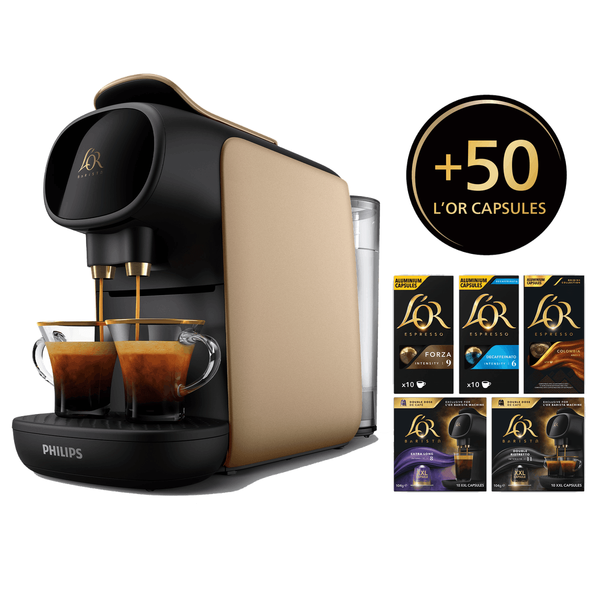 PHILIPS L’Or Barista LM9012/75 Capsulemachine Goud +50 gratis capsules — afbeelding 1