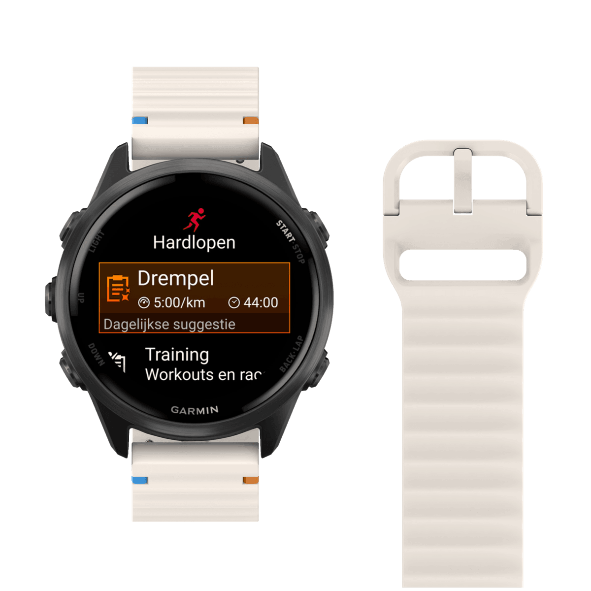 JUST IN CASE ActiveFlex Garmin erunner 55 / 165 / 570 (42mm) Horlogebandje Ivoor — afbeelding 1