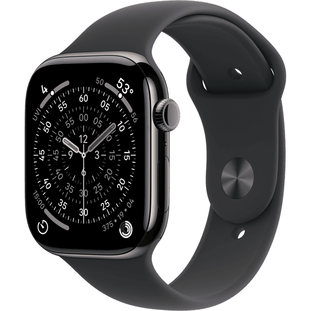 Apple Watch Series 11 gps + Cellular - 46mm titanium Case Black Sport Band S/m Smartwatch Slate