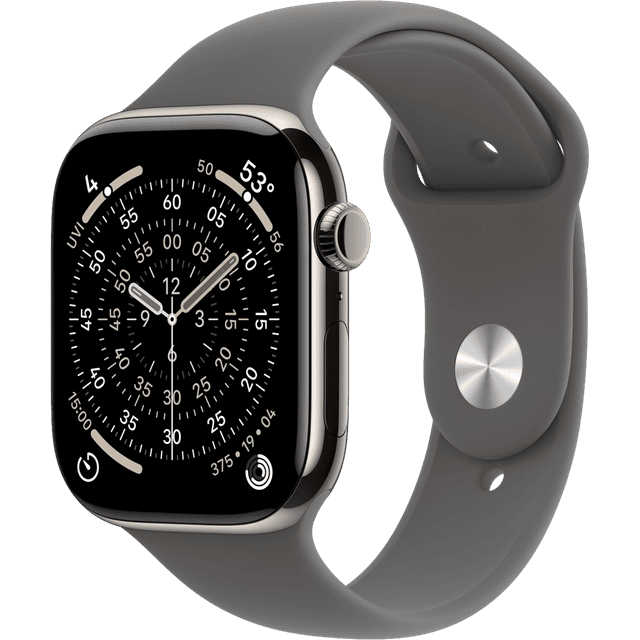 APPLE Watch Series 11 GPS + Cellular - 42mm Titanium Case - Stone Grey Sport Band M/L Smartwatch Natural