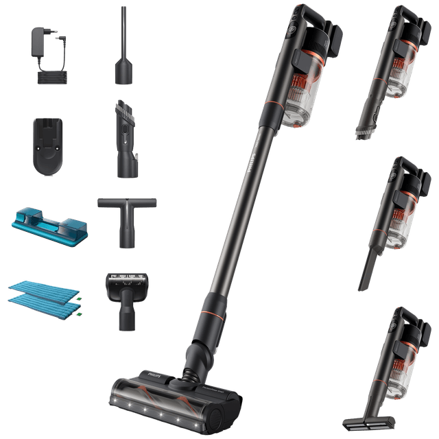 PHILIPS XC7055/01 7000 SERIES AQUA Steelstofzuiger incl. kruimelzuiger Zwart/Koraalrood
