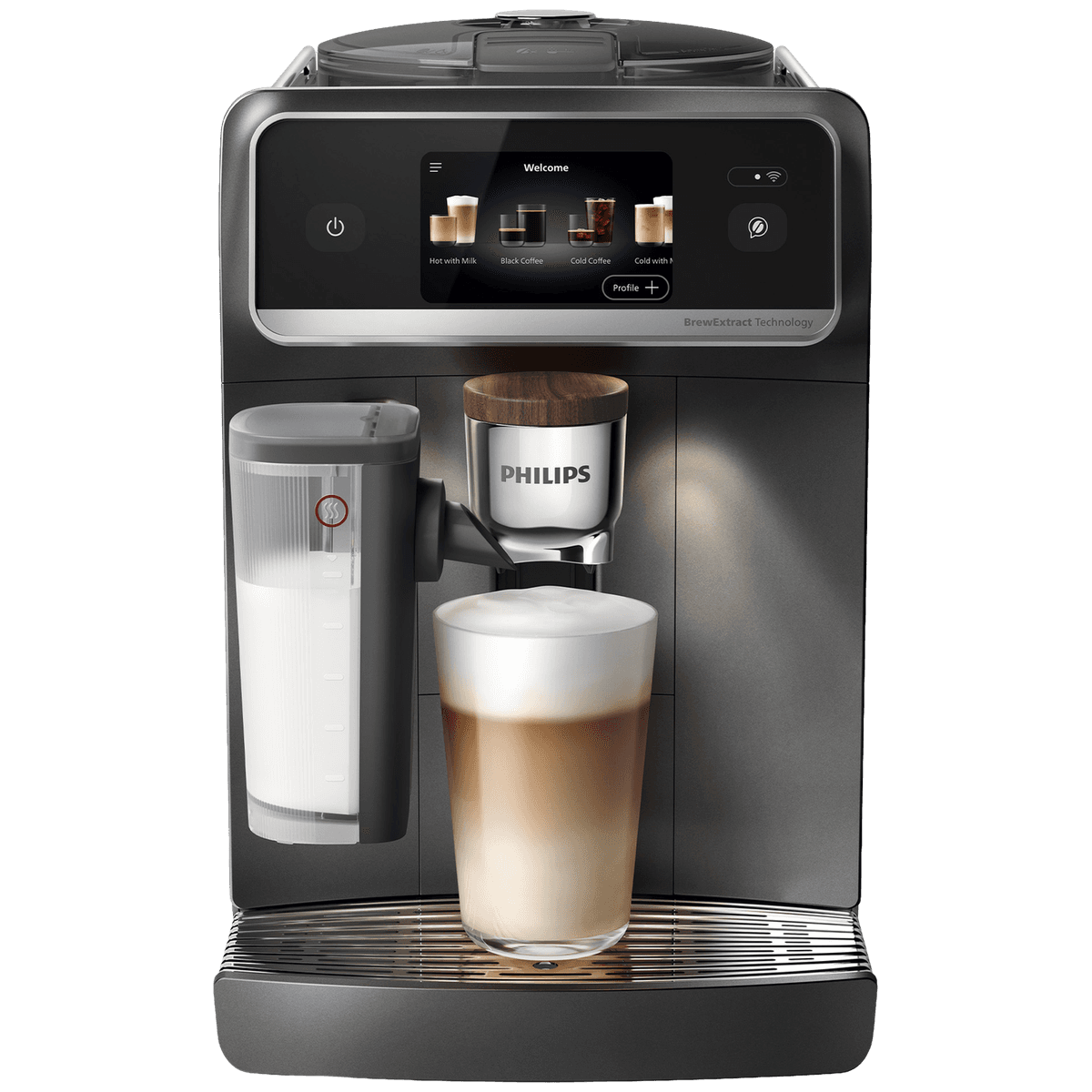 PHILIPS Café Aromis 8000-serie - Volautomatische espressomachine - 50+ Warme & Koude Dranken - LatteGo Pro - Automatisch Melksysteem - Zwart - EP8757/12 — afbeelding 1