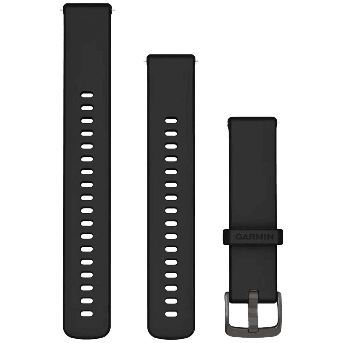 GARMIN Siliconen polsband, 20MM, Snelsluiting, zwart, met leigrijze gesp Horlogebandje Zwart — afbeelding 1