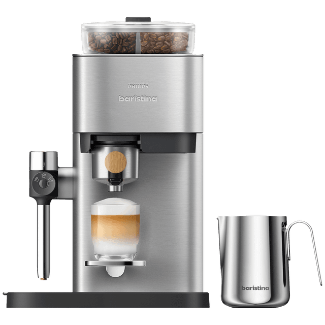 PHILIPS Baristina Latte Plus met Bean swap - BAR700/00 - Semi-automatische espressomachine - Pistonmachine - Automatische Melkopschuimer - Stainless steel