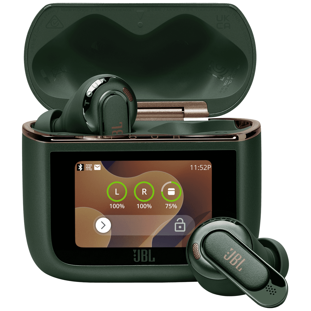 JBL Tour Pro 3 - Draadloze in-ear oordopjes met Noise Cancelling - Bluetooth - Smart case met touchscreen (2026) Groen — afbeelding 1