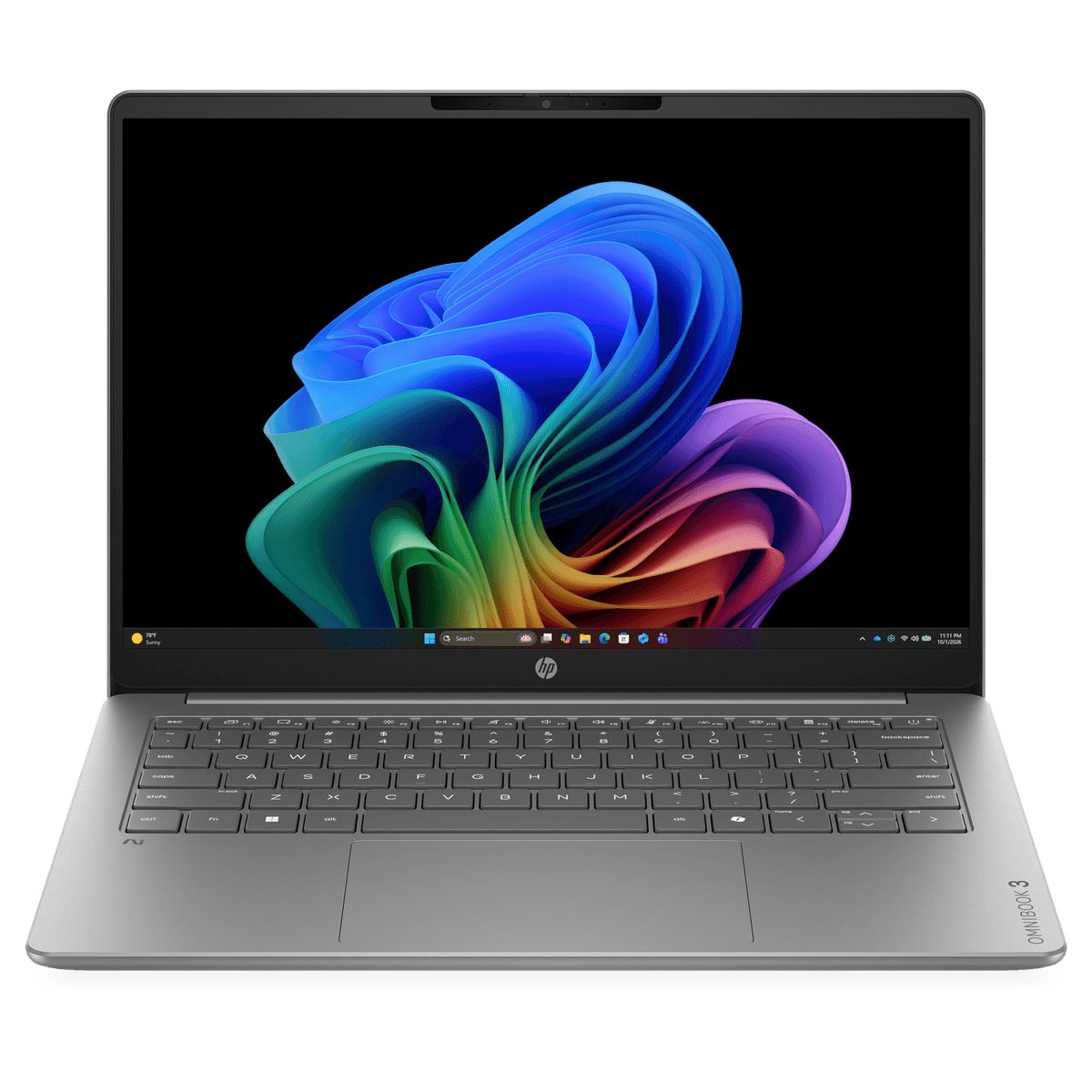 HP OmniBook 3 NG AI 14-hz0814ndx - 14 inch - 2K - Qualcomm Snapdragon X1-26-100 - 16 GB - 512 GB - Adreno™ Onboard Graphics - QWERTY — afbeelding 1