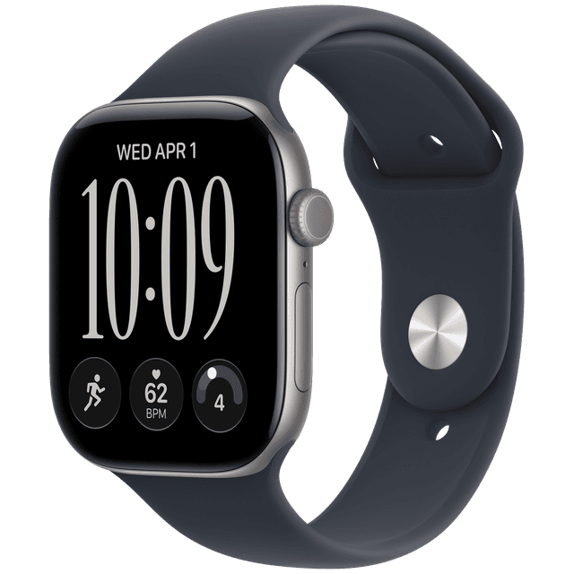 Apple Watch Series 12 GPs 46mm - Space Grey Aluminium Case Sport Band S/m Smartwatch Navy Blue