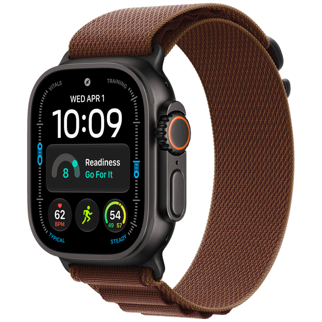 Apple Watch Ultra 4 GPs + Cellular 49mm Black Titanium Case - Burgundy Alpine Loop M Smartwatch