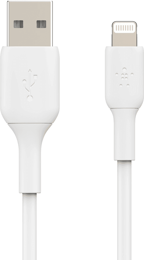 BELKIN USB‑A naar Lightning Oplaadkabel – PVC (incl. 1m USB‑C naar Lightning kabel, 1m, Wit)