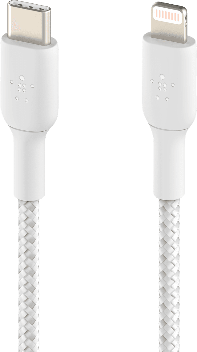 BELKIN USB‑C naar Lightning Oplaadkabel – gevlochten (incl. 1m USB‑C naar Lightning kabel, 1m, Wit)