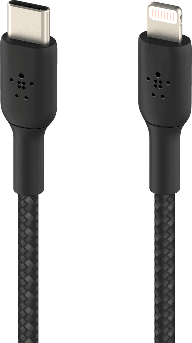 BELKIN USB‑C naar Lightning Oplaadkabel – gevlochten (incl. 1m USB‑C naar Lightning kabel, 2m, Zwart)