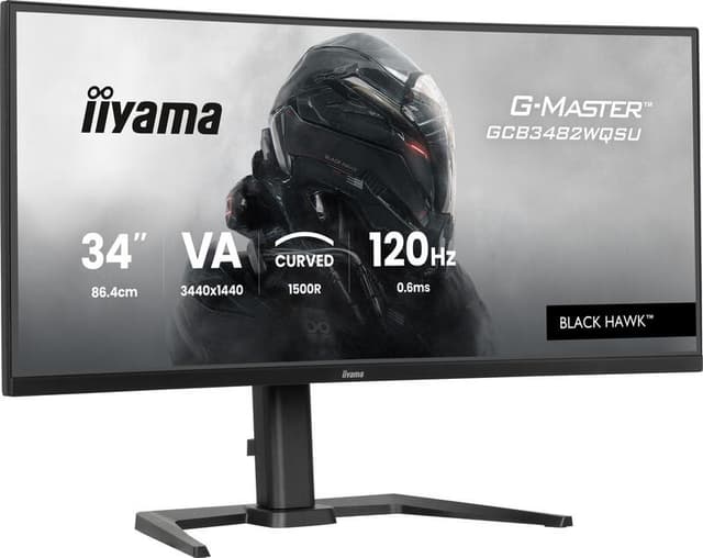 iiyama loop voorop met de gebogen GCB3482WQSU-B1 Black Hawk met 120 Hz verversingssnelheid en 0,6 ms responstijd