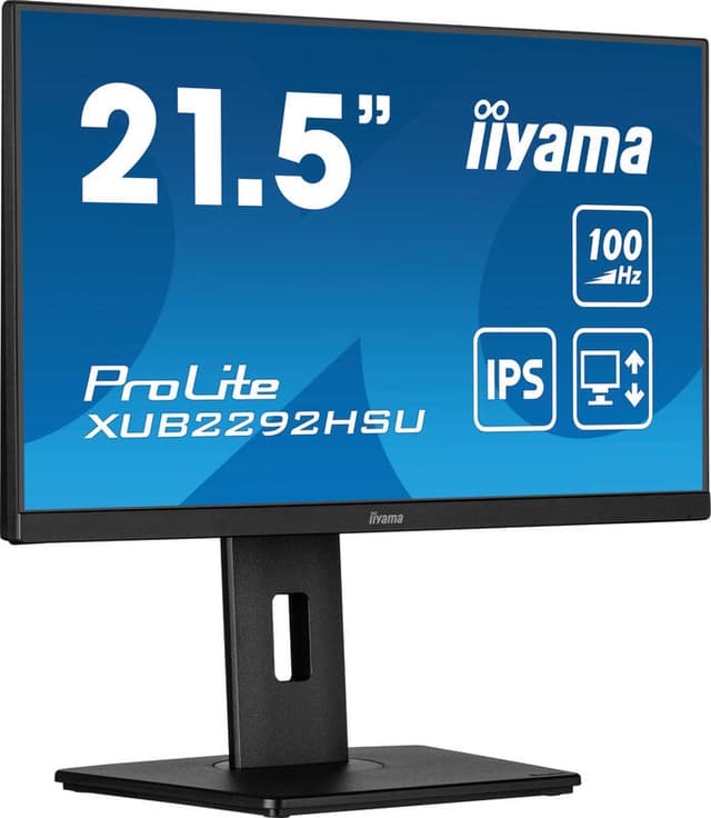 iiyama ProLite 21,5 inch monitor met IPS-technologiepaneel, in hoogte verstelbare standaard en 100 Hz verversingssnelheid