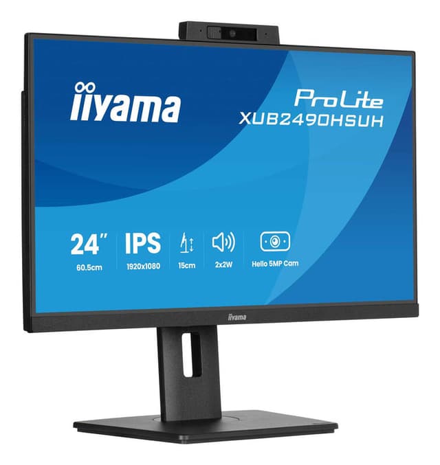 iiyama 24-inch IPS-monitor met ingebouwde Windows Hello-camera en microfoon