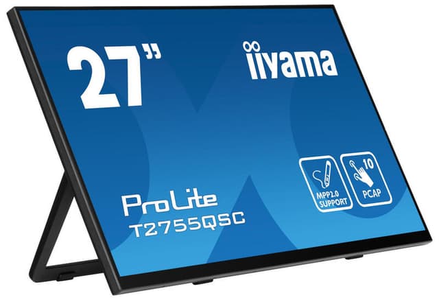 iiyama ProLite 27 inch optisch verlijmde PCAP 10-punts IPS touchscreenmonitor met glas van rand tot rand, ondersteuning voor actieve stylus (MPP 2.0), anti-vingerafdrukcoating en een flexibele standaard