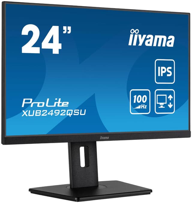 iiyama ProLite 24" QHD IPS-technologiepaneel met USB-hub, 100 Hz verversingssnelheid en in hoogte verstelbare standaard