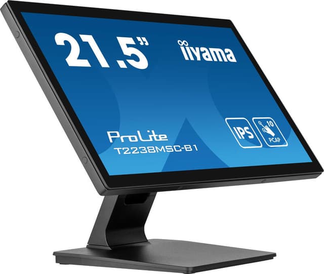 iiyama ProLite 21,5” 10-punts optisch gebonden PCAP-touchscreenmonitor met IPS-paneeltechnologie, rand-tot-rand glasontwerp, vingerafdrukbestendige coating en metalen behuizing