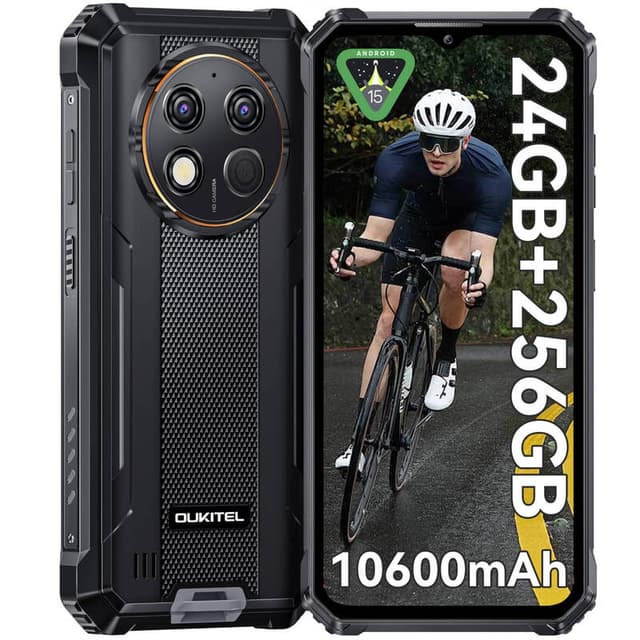 OUKITEL G1 Zwart Robuuste Telefoon 6,52 inch 10600 mAh Grote Batterij 48 MP Camera (24+256 GB)