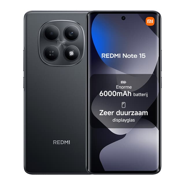 Xiaomi REDMI Note 15 8/256 Zwart 4G smartphone 6,77" FHD 6000 mAh batterij 33 W turbo opladen 108 MP hoofdcamera IP64 Bluetooth 5.3 NFC