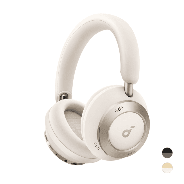 Soundcore by Anker Space One Pro draadloze hoofdtelefoon, adaptieve actieve ruisonderdrukking, 6 microfoons, opvouwbaar en comfortabel, 60 u batterijduur, verliesvrije weergave, snelladen, hi-res draadloze audio LDAC