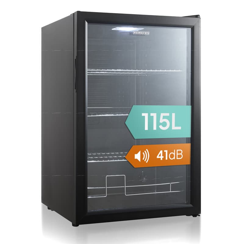 Heinrich's Drinks koeler 115 L, Klein, Minikoelkast voor blikjes, flessen, modern design, tafelkoelkast, stil: 40 dB geschikt voor kantoor, kamperen, tuin, buiten, hotels, slaapkamer — afbeelding 1