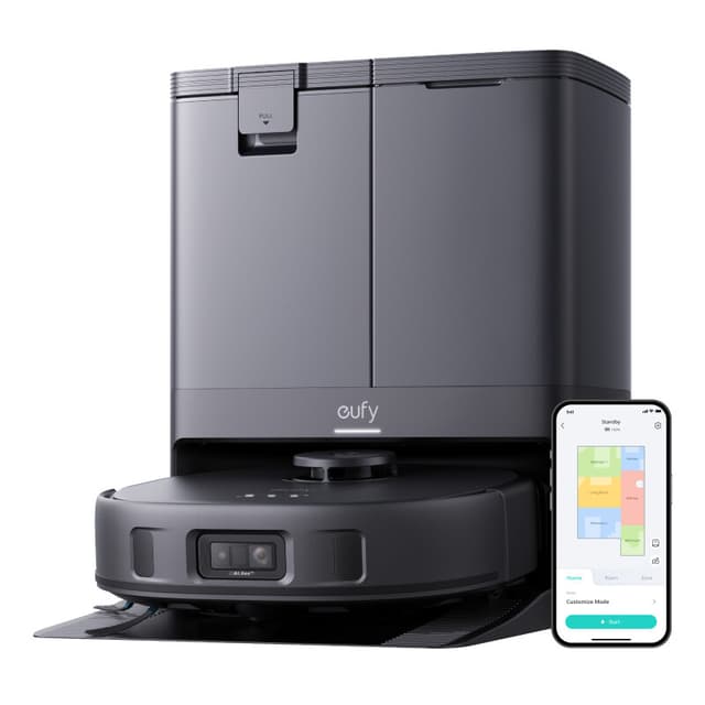 Omni eufy X10 Pro robotstofzuiger en vloerwasser, 8.000 Pa zuigkracht, automatisch wassen en drogen van reinigingspads, zelflegend systeem