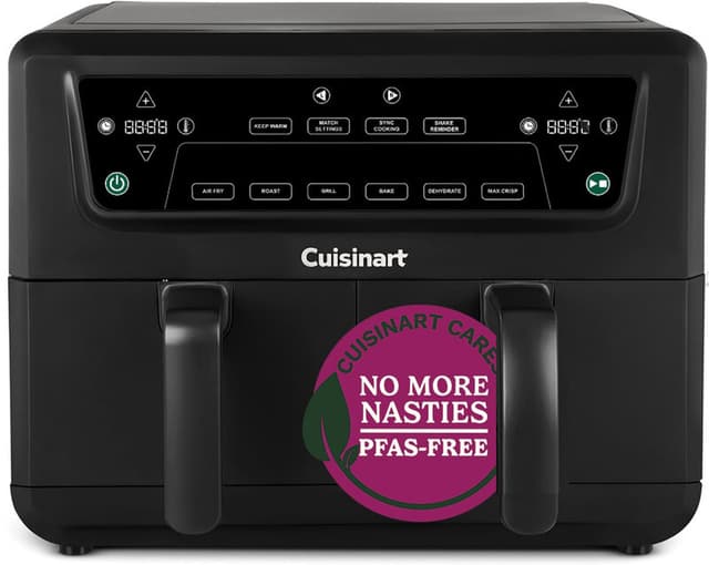 Cuisinart AFD10OBLE luchtfriteuse met dubbele mand, 10,4 L, zwart