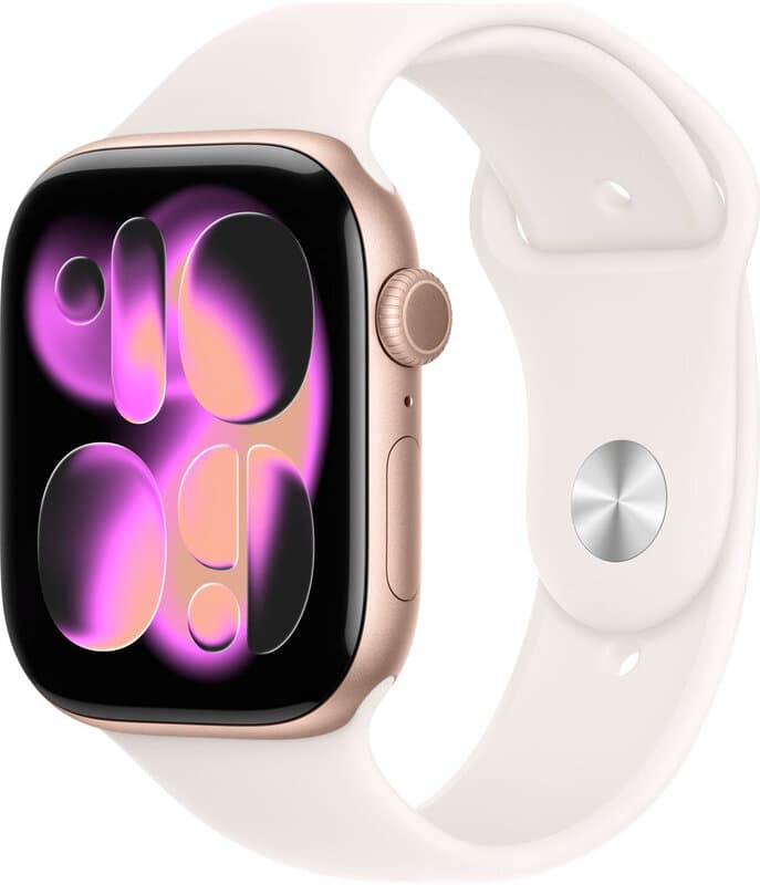 Apple Watch Series 11 GPS 46 mm roségoud aluminium kast met lichtroze sportband - S/M — afbeelding 1