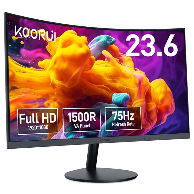 KOORUI 24N5CA 24 inch VA FHD 75 Hz 1500R Curved Monitor, Ideaal voor Gaming & Thuiskantoor