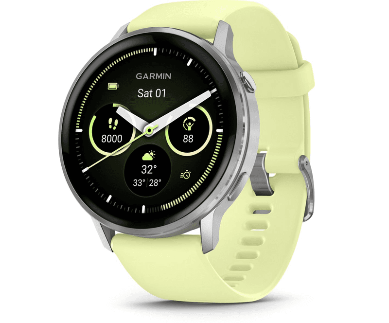 Garmin Venu 4 - 45 mm Multisport Smartwatch - Zilver - Gele Siliconen Band — afbeelding 1