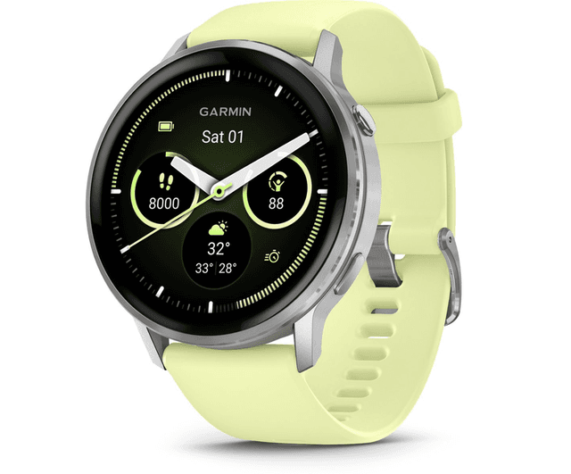 Garmin Venu 4 - 45 mm Multisport Smartwatch - Zilver - Gele Siliconen Band