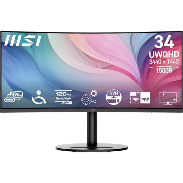 MSI Modern MD342CQP computermonitor 86,4 cm (34") 3440 x 1440 pixels UltraWide Quad HD LCD - zwart